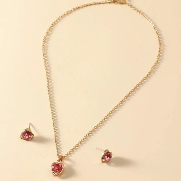 Heart Pendant Necklace & Earring Jewelry Set - Picture 3 of 3